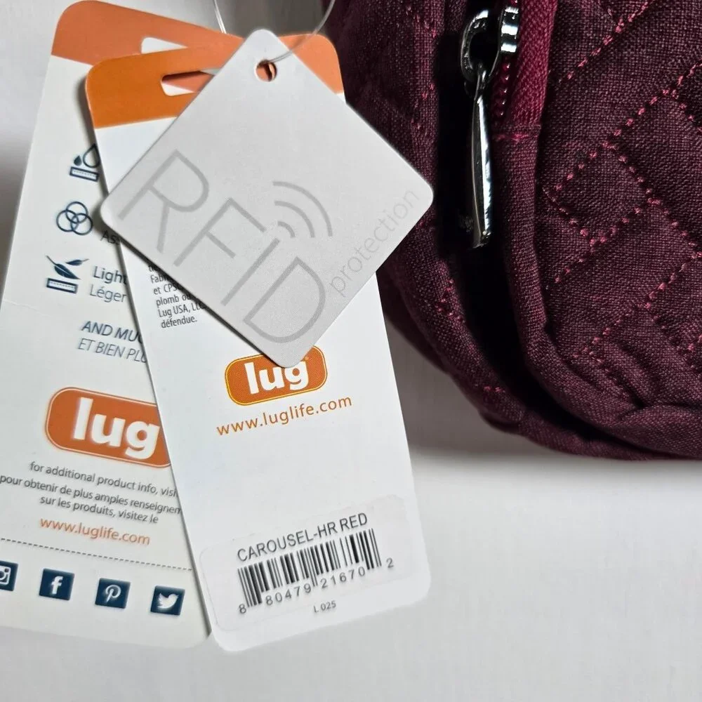 Lug Carousel RFID Small Crossbody Bag Quilted Lightweight Heart Red Adjustable S - Picture 5 of 7